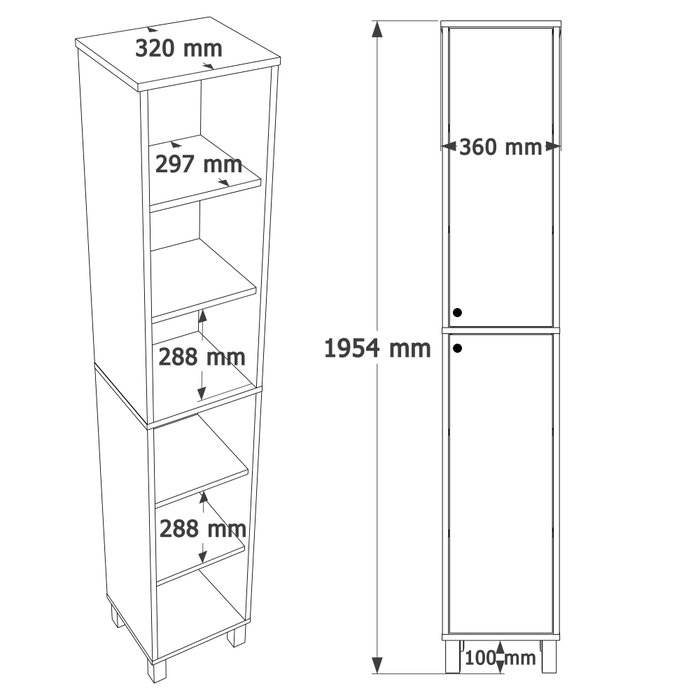Hanah Home Nord - ND12-SW Armario Multiusos Blanco y Roble